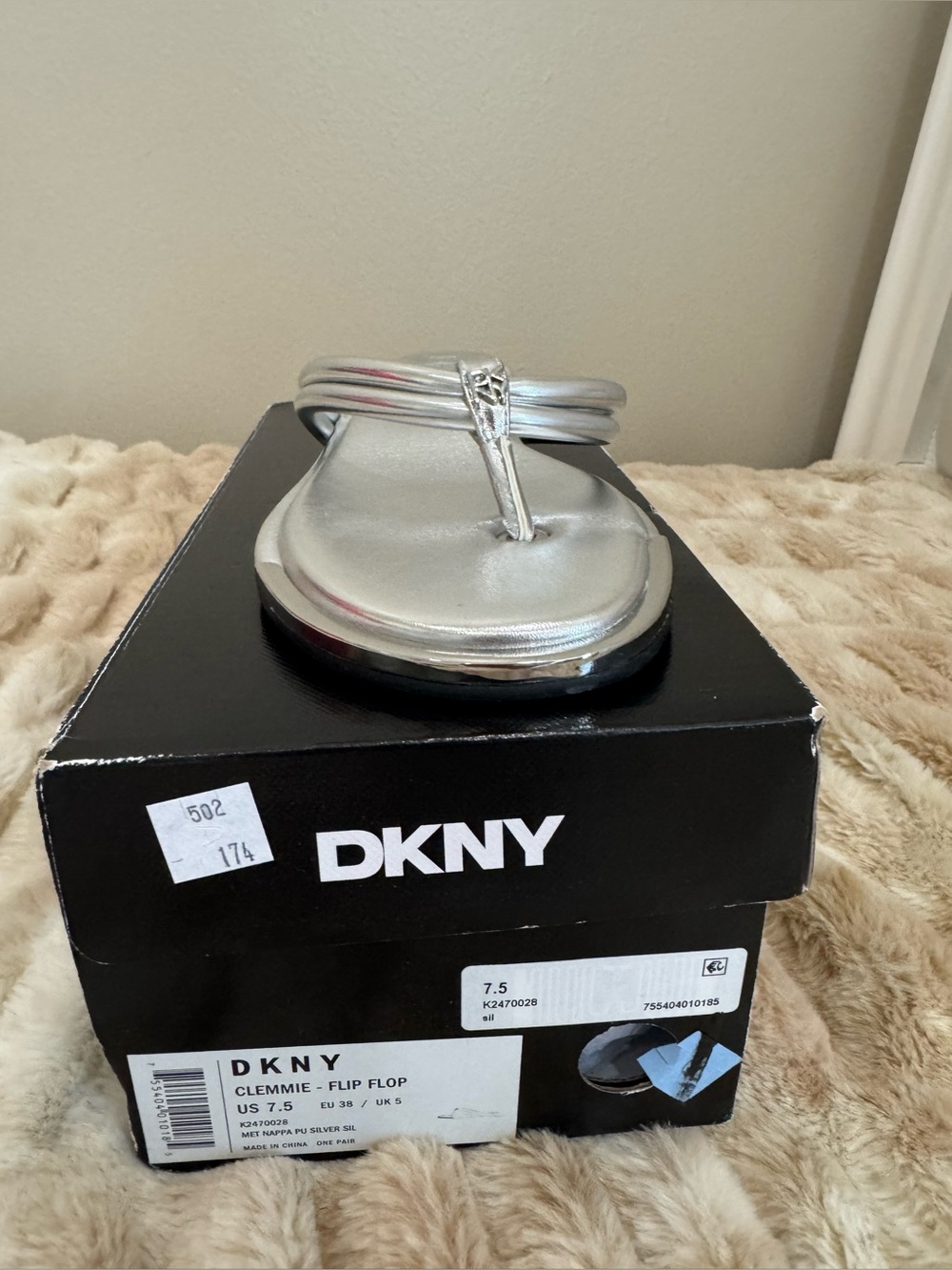 DKNY Metallic Silver Clemminie Thong Sandal